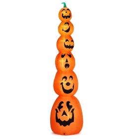 9FT Halloween Inflatable Stacked Pumpkins, Blow up 6 Pumpkins Inflatable with Built-in LED Lights Outdoor Decorations Large Party Yard Decoration