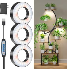 Grow Lights for Indoor Plants, 144 LEDs Full Spectrum LED Plant Grow Light, 5V/3A Under Cabinet Grow Lamp with Auto Timer 6/12/16 Hrs, 3 Lighting