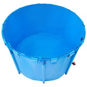Canvas Fish Pond, 448.8 Gal Capacity Above Ground Fish Pond, Foldable PVC Koi Tank, Round Goldfish Tank with Stable Frame and Drain Valve