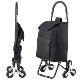 Stair Climber Trolley Dolly, 36L Folding Shopping Cart, Grocery Cart Trolley Laundry Stair Climbing Handcart with 6 Wheels & Oxford Cloth Bag