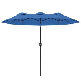 Double-sided Patio Umbrella, 9.5 Outdoor Umbrella With Push Button Tilt And Crank, 3 Air Vents And 12 Ribs, Navy Blue (Option: Navy blue)