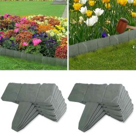 20 PCS Cobbled Stone Effect Plastic Garden Lawn Border Edging (Color: Grey)